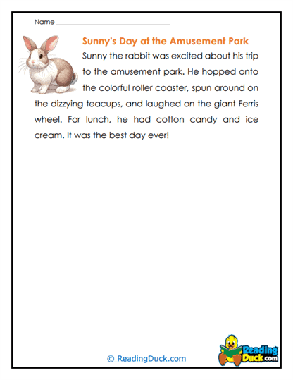 Sunny's Fun Worksheet