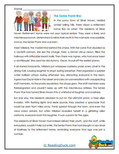 Senior Shenanigans Worksheet