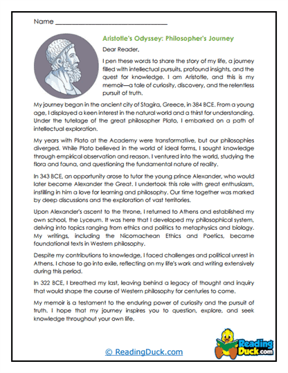 Philosopher’s Odyssey Worksheet