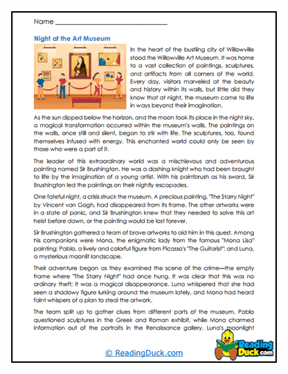 Museum Mystery Worksheet