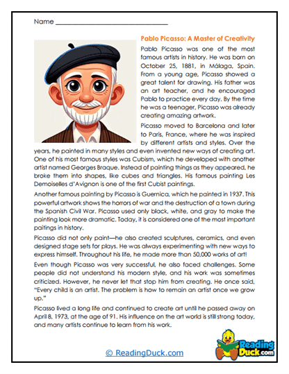 Cubist Pioneer Worksheet