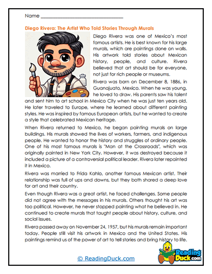 Stories in Murals Worksheet
