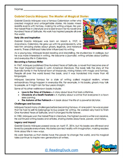 Magical Realities Worksheet