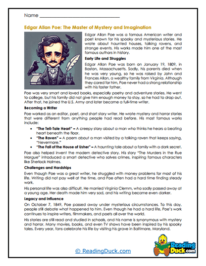Master of Mystery Worksheet