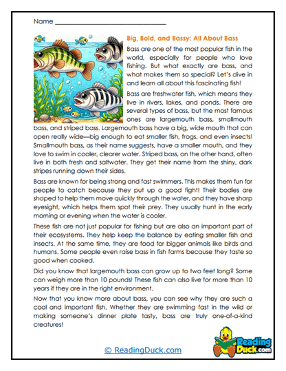 Freshwater Fighters Worksheet