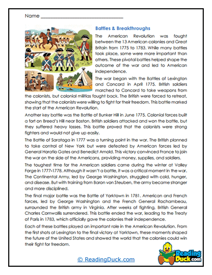 Battle Highlights Worksheet