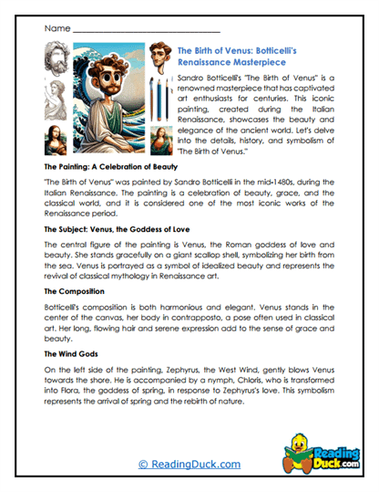 Venus Awakens Worksheet