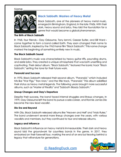 Sabbath Sounds Worksheet