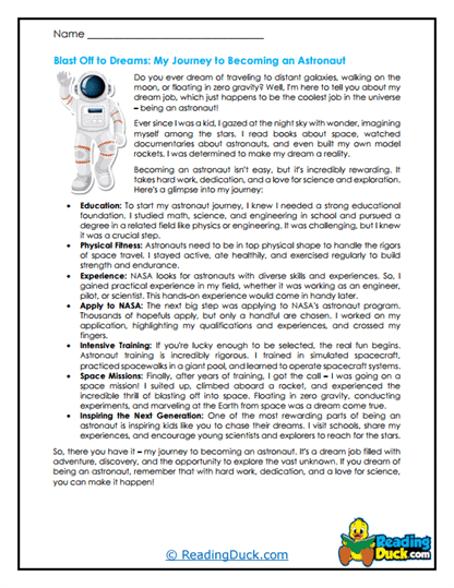 Space Dreamer Worksheet