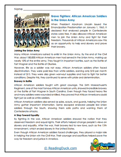 Brave Soldiers Worksheet