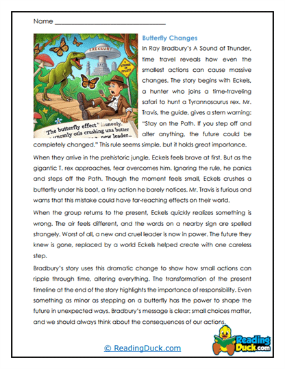 Butterfly Changes Worksheet
