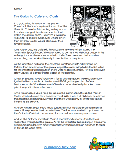 Space Food Fight Worksheet