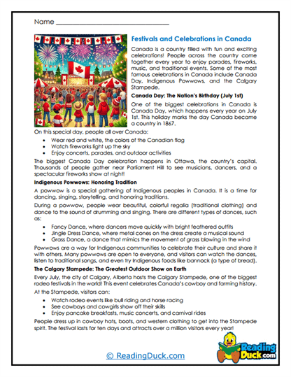 Festival Fun Worksheet