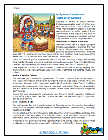Indigenous Heritage Worksheet