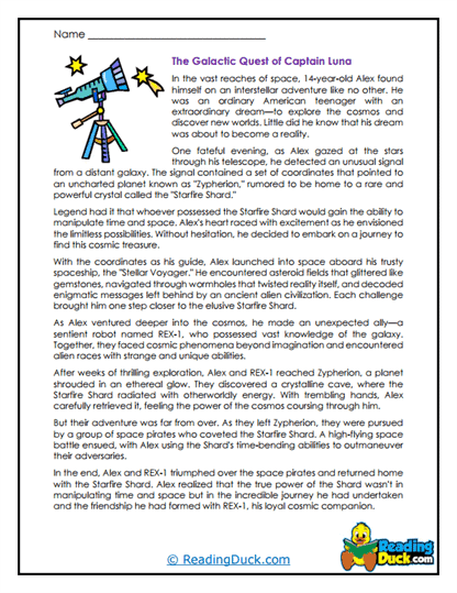 Starship Voyager Worksheet