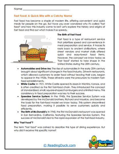Speedy Bites Worksheet