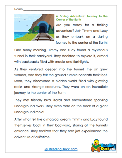 Underground Adventure Worksheet