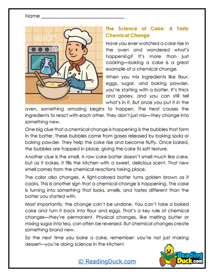 Baking Up Science Worksheet