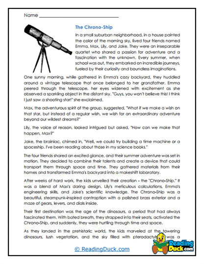 Time Travelers Worksheet