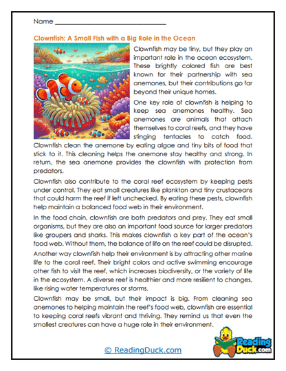 Reef Helpers Worksheet
