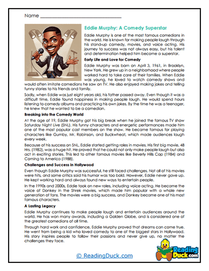 Superstar Laughs Worksheet
