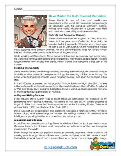 Creative Comedy Worksheet