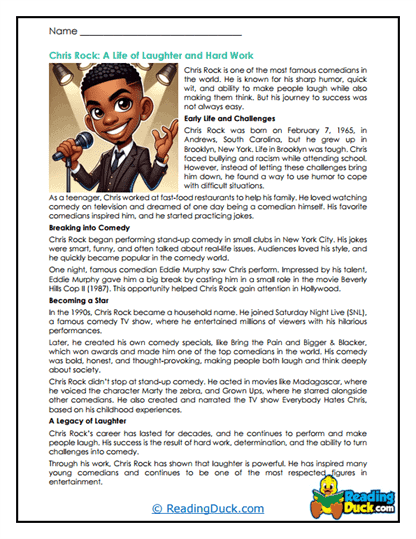 Rocking Comedy Worksheet