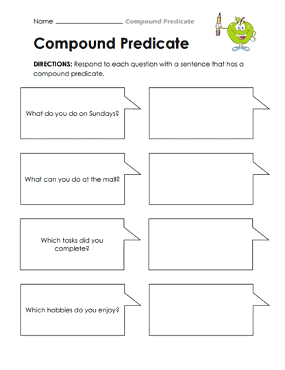 Predicate Responses Worksheet