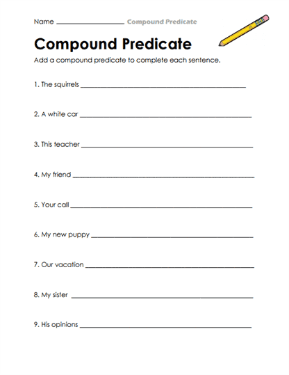 Predicate Creator Worksheet