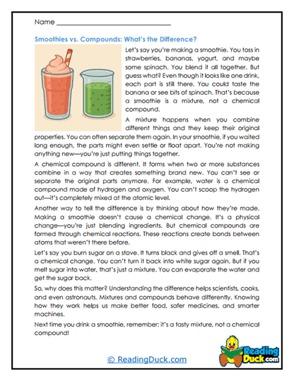Smoothies and Science Worksheet