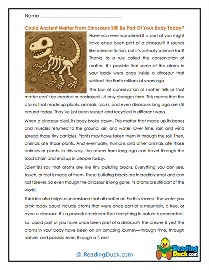 Could You Be Part Dinosaur? Worksheet