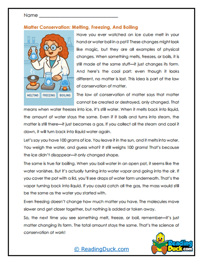 Melting, Freezing, and Boiling Worksheet