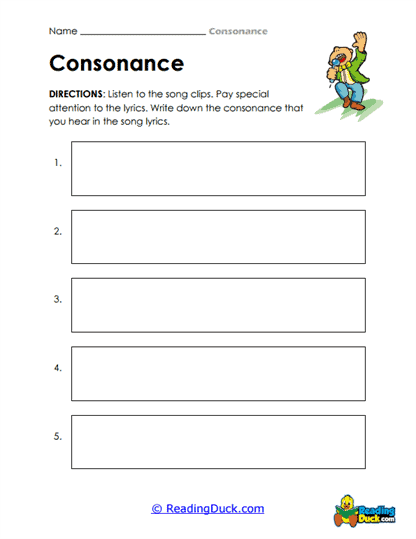Listening for Consonance Worksheet