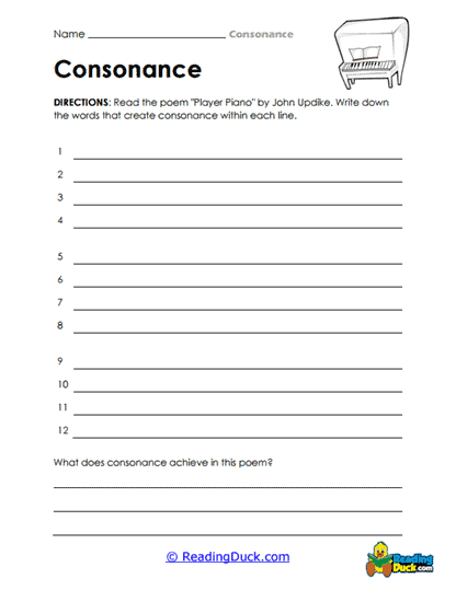 Player Piano Worksheet