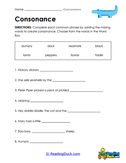 Completing Familiar Phrases Worksheet