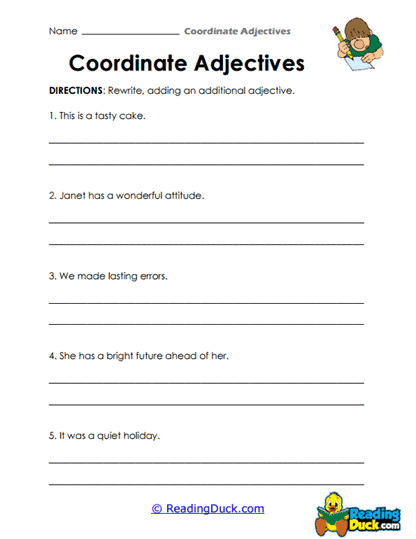 Sentence Enhancer Worksheet