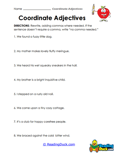 Comma Decisions Worksheet