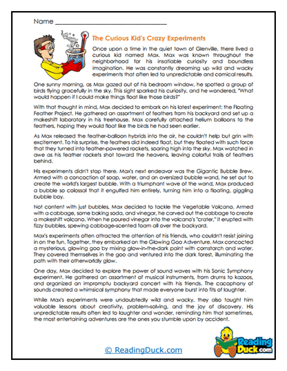 Wacky Experiments Worksheet