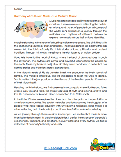 Music Mirror Worksheet