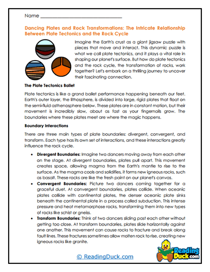 Tectonic Dance Worksheet