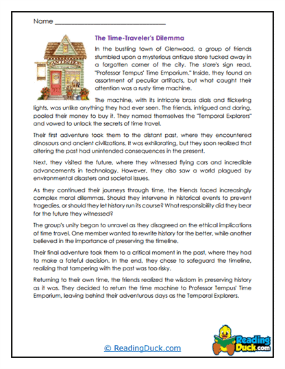 Temporal Adventures Worksheet