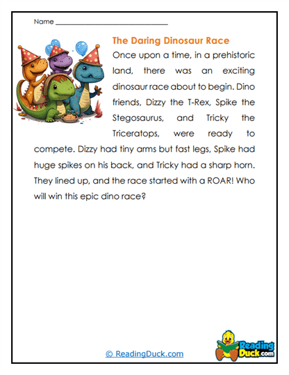 Dinosaur Dash Worksheet