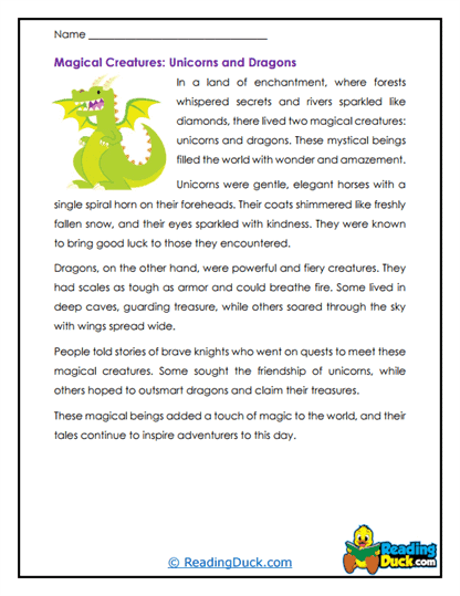 Magical Beasts Worksheet