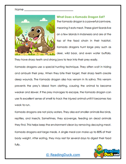 Fierce Feeders Worksheet