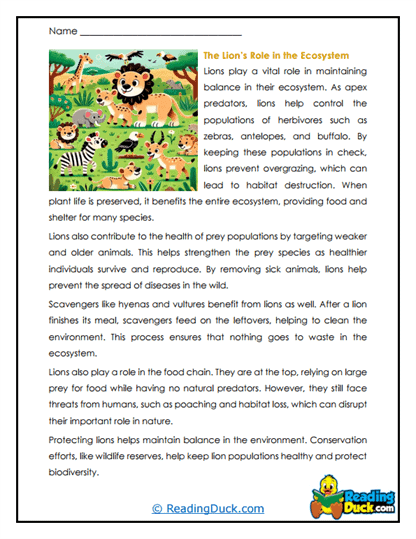 Ecosystem Kings Worksheet