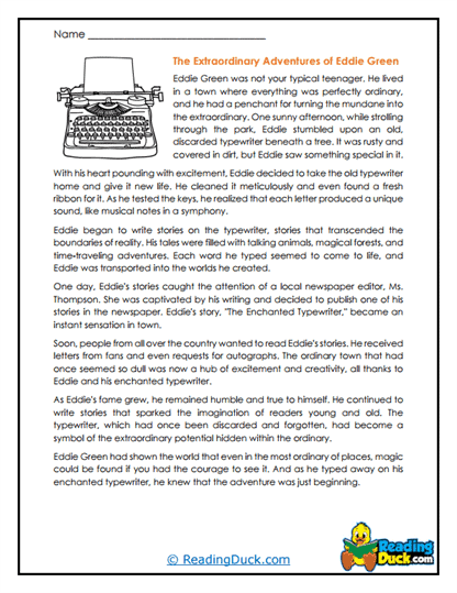 Typewriter Tales Worksheet