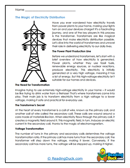 Transformer Magic Worksheet