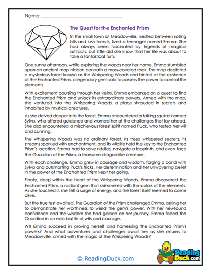 Prism Quest Worksheet