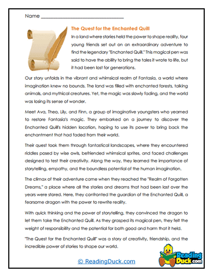 Quill of Stories Worksheet