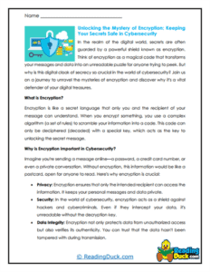 Cybersecurity Worksheets